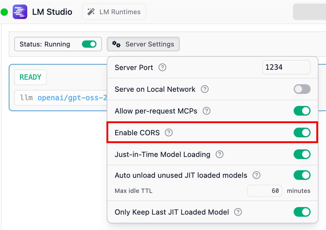 Enable CORS in LM Studio